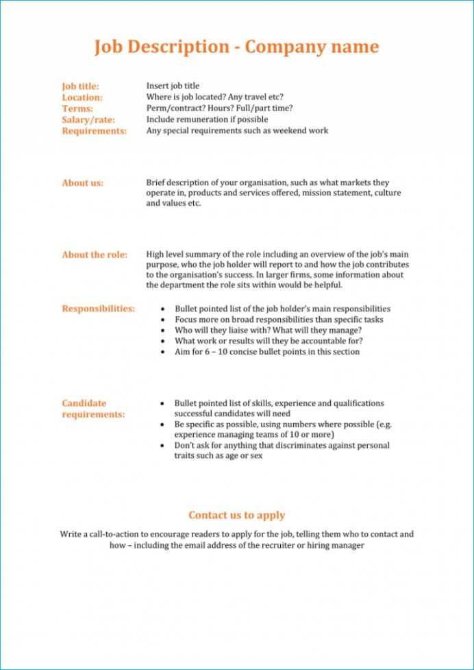 job description letter template