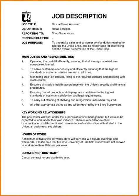 job description letter template