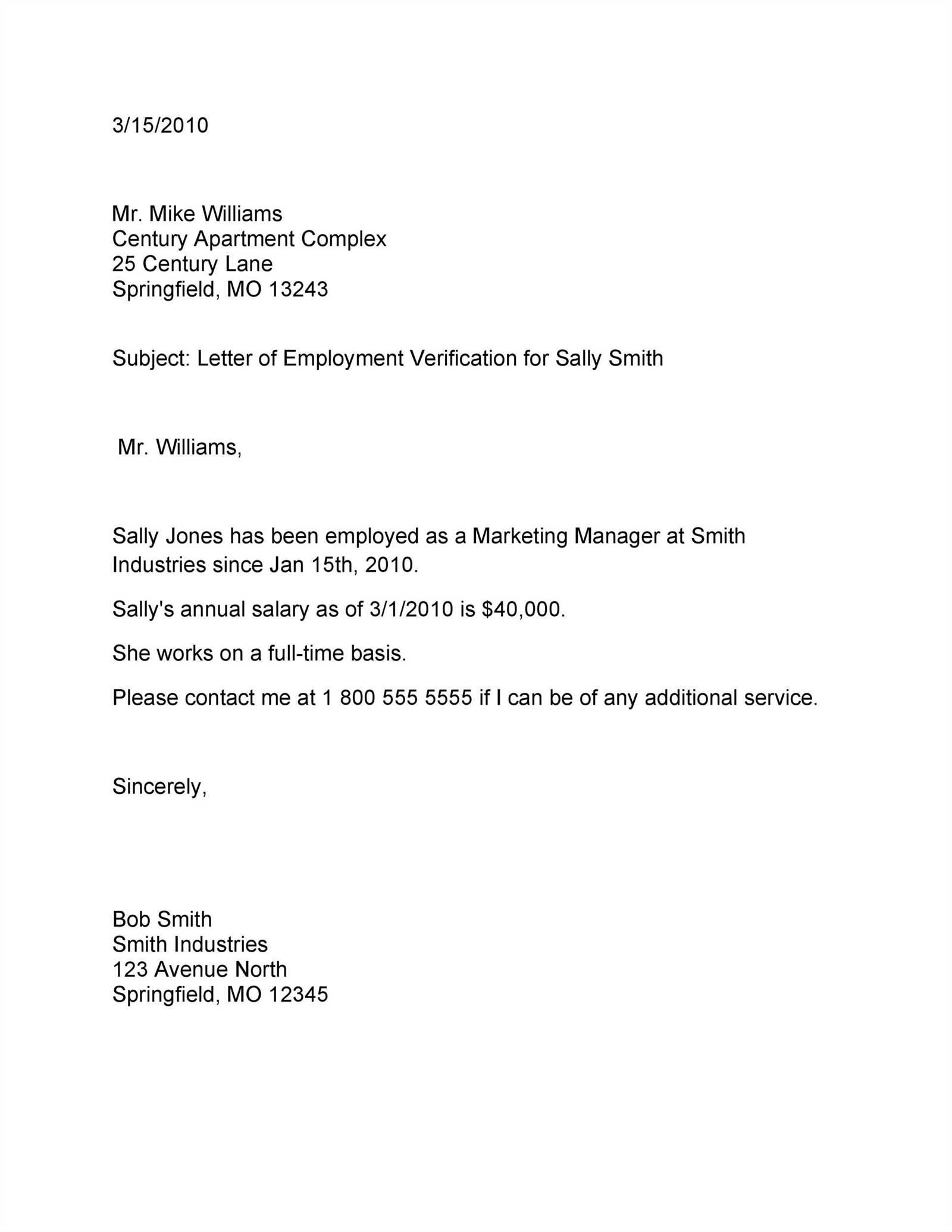 job letter template for employee