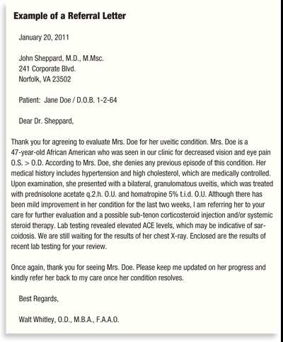 job referral letter template