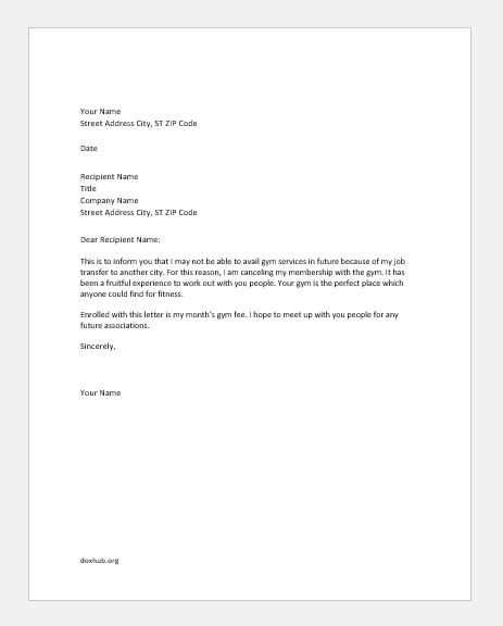 planet fitness cancellation letter template