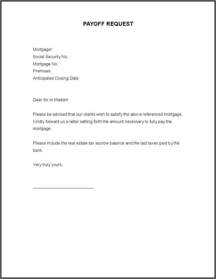 mortgage payoff letter template word