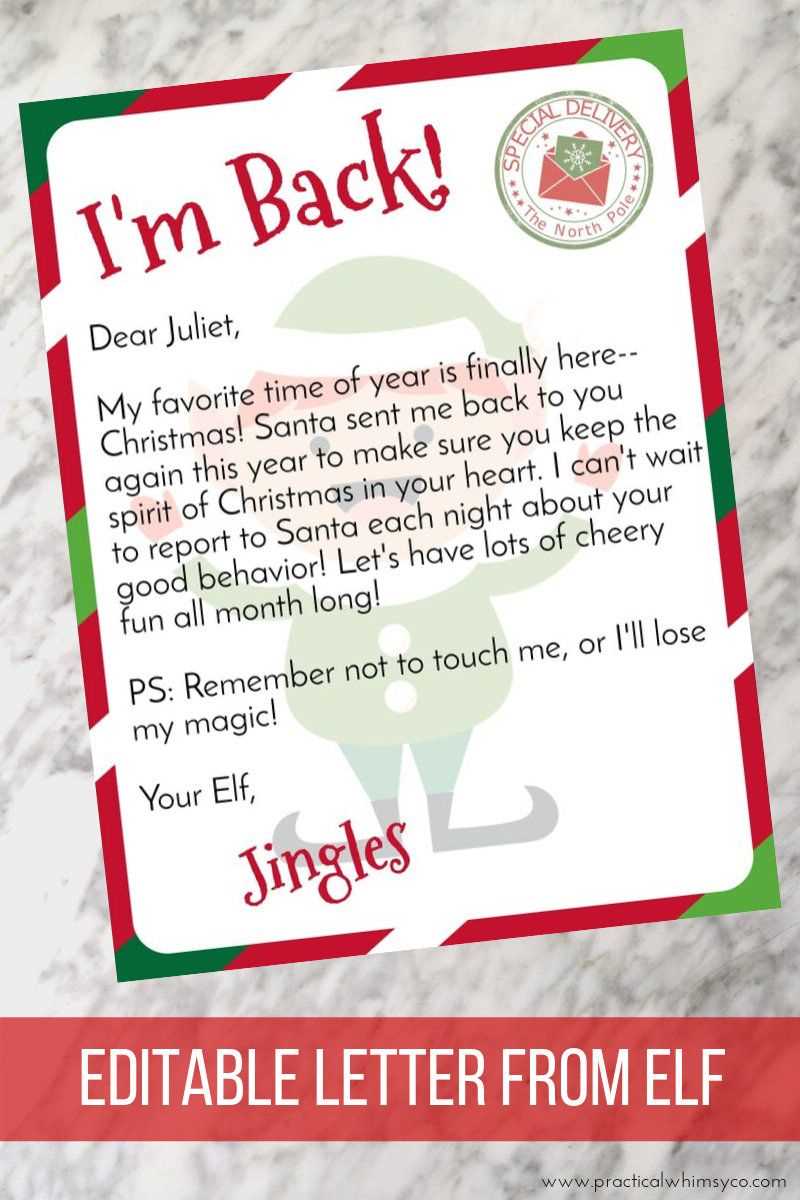 free printable goodbye elf letter template