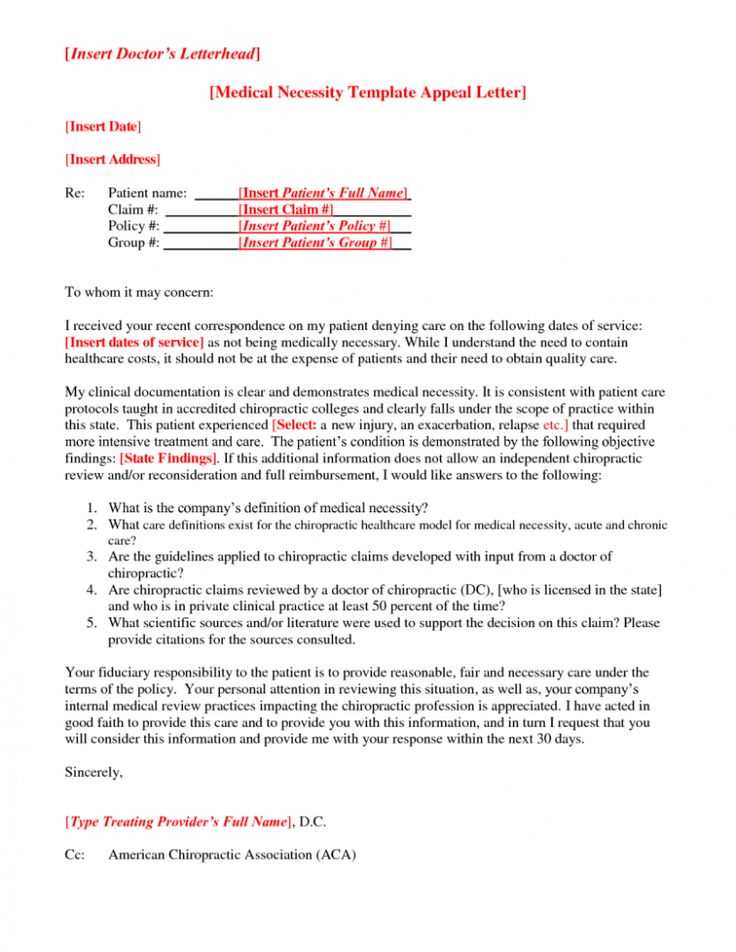 justification letter of medical necessity template