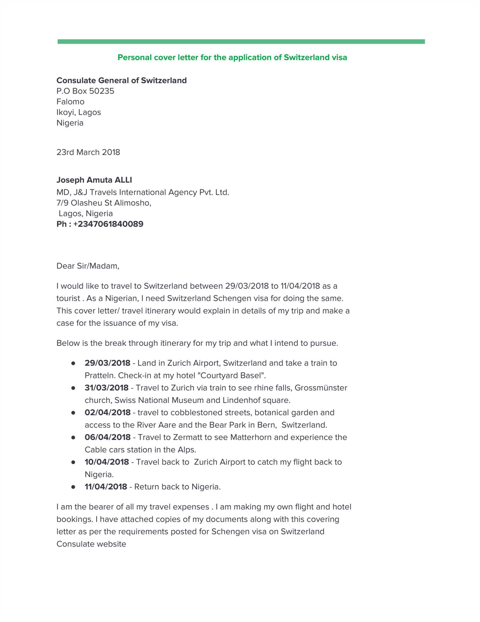 employment letter template for schengen visa