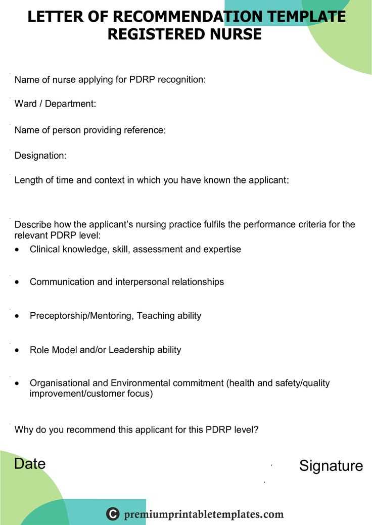 letter of recommendation template for nurse practitioner