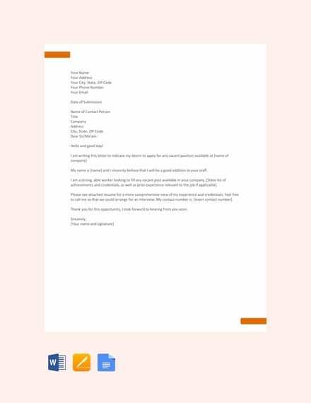 application letter template doc