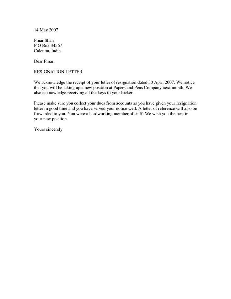 template resignation letter canada