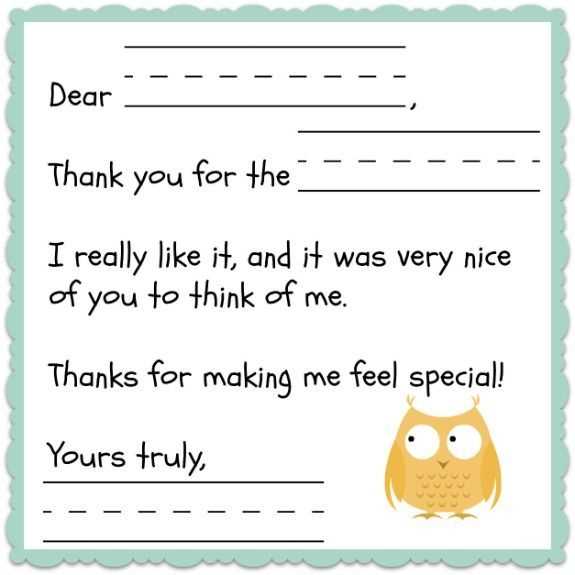 kindergarten thank you letter template