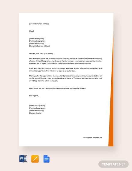 letter of resignation template google docs