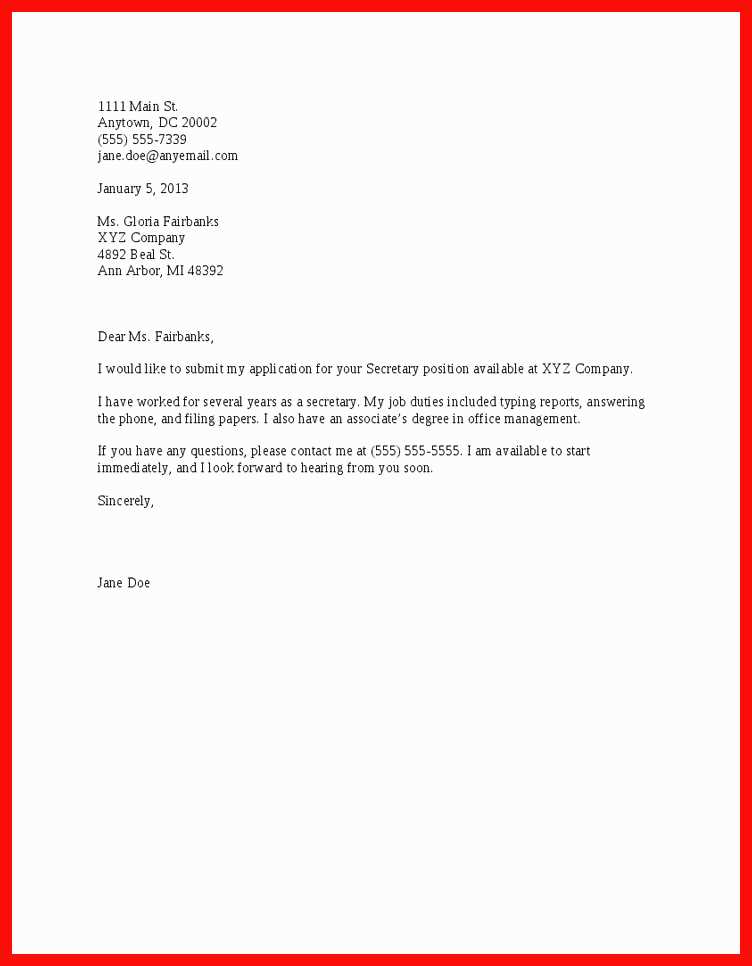 basic cover letter template free