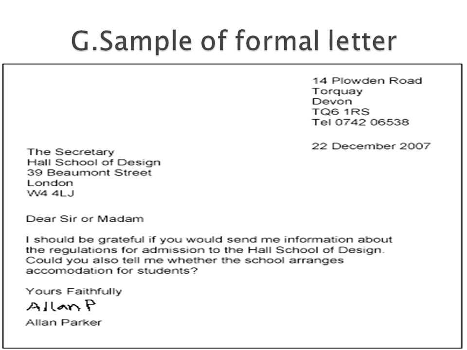 british formal letter template