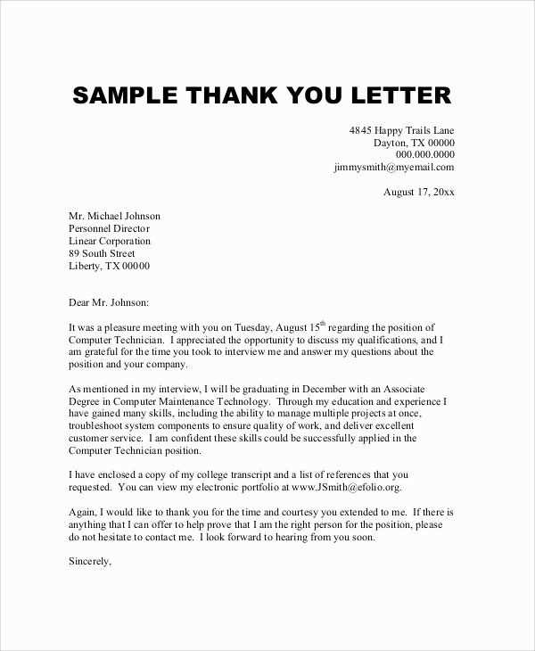 thank you for your business letter template