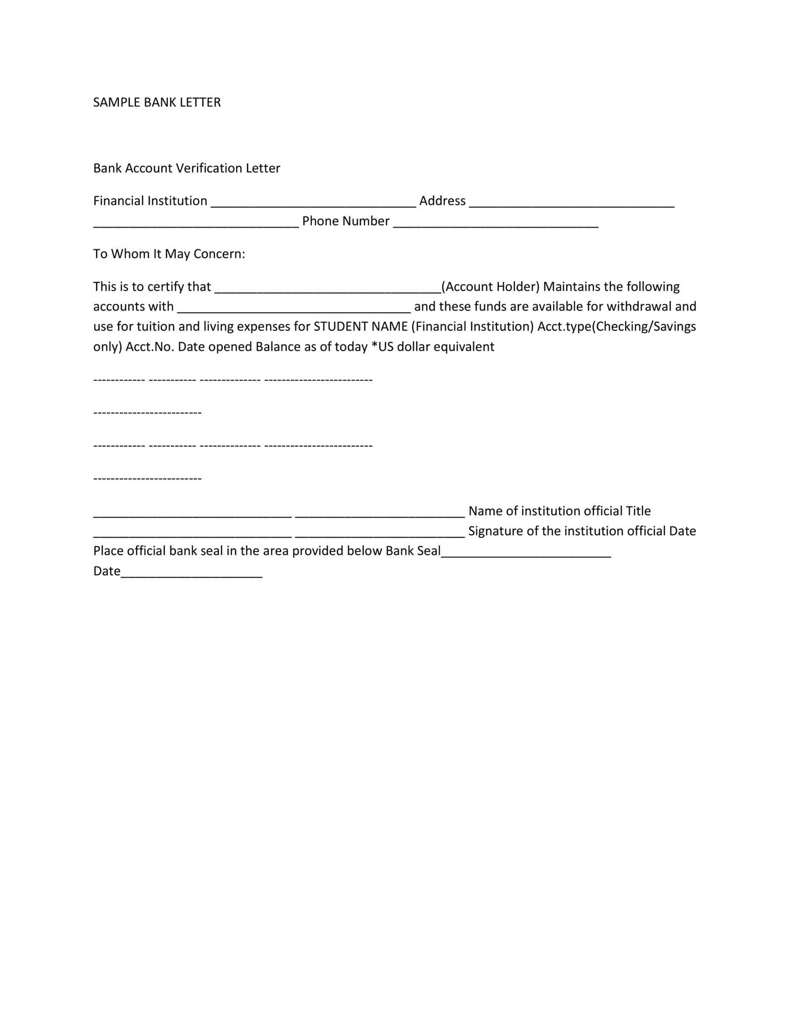 bank confirmation letter template