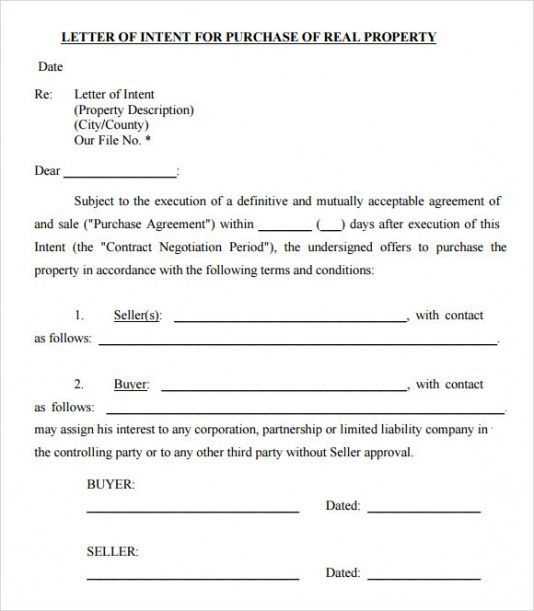 land purchase offer letter template