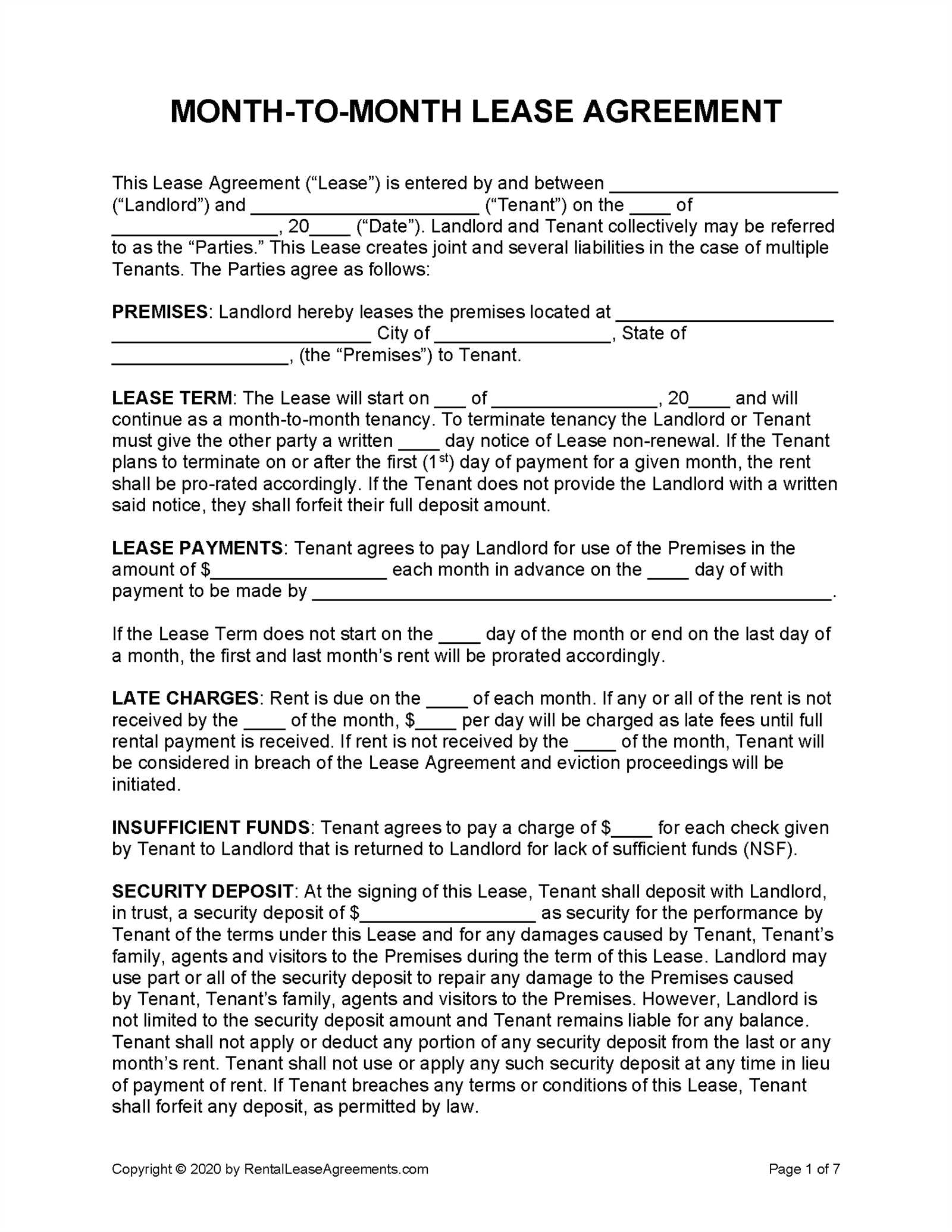 landlord month to month lease termination letter template