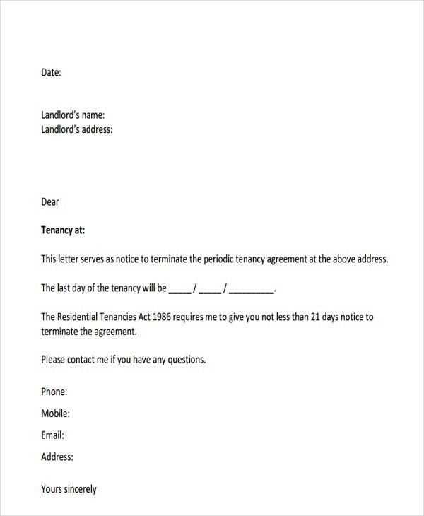 landlord notice to end tenancy letter template