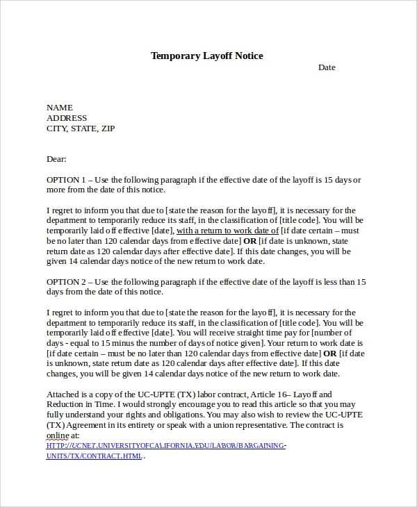 layoff letter template free