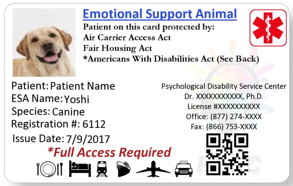 template letter for emotional support animal