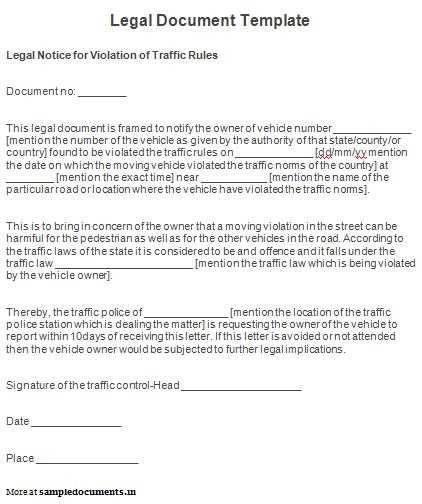 legal notice letter template