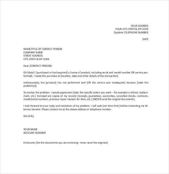 formal letter of complaint to employer template