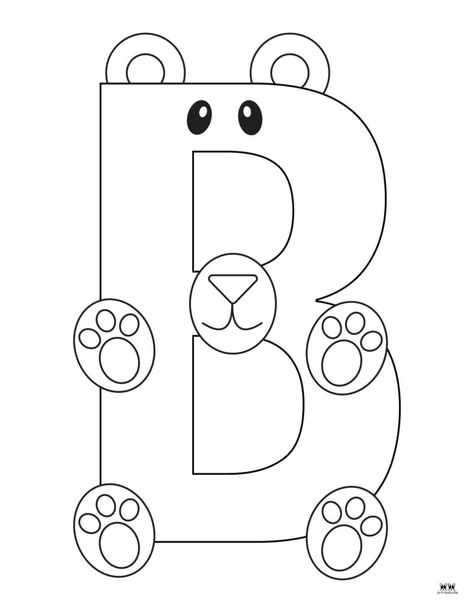 letter b bear craft template