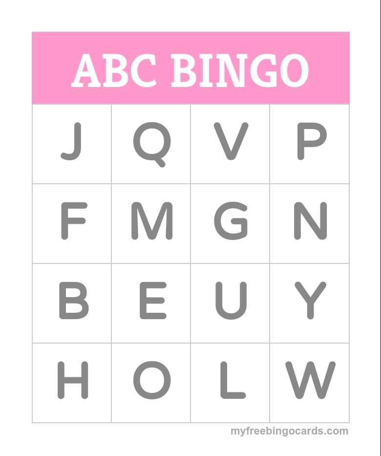 letter bingo template