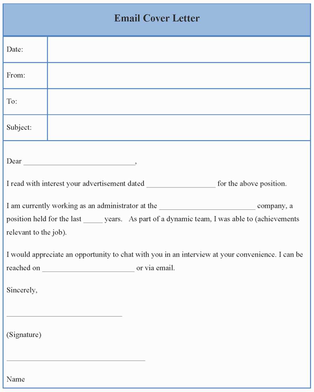 letter email template