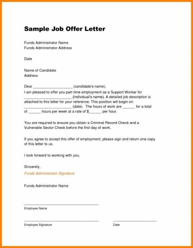 letter for job offer template