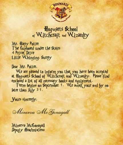 letter from harry potter template