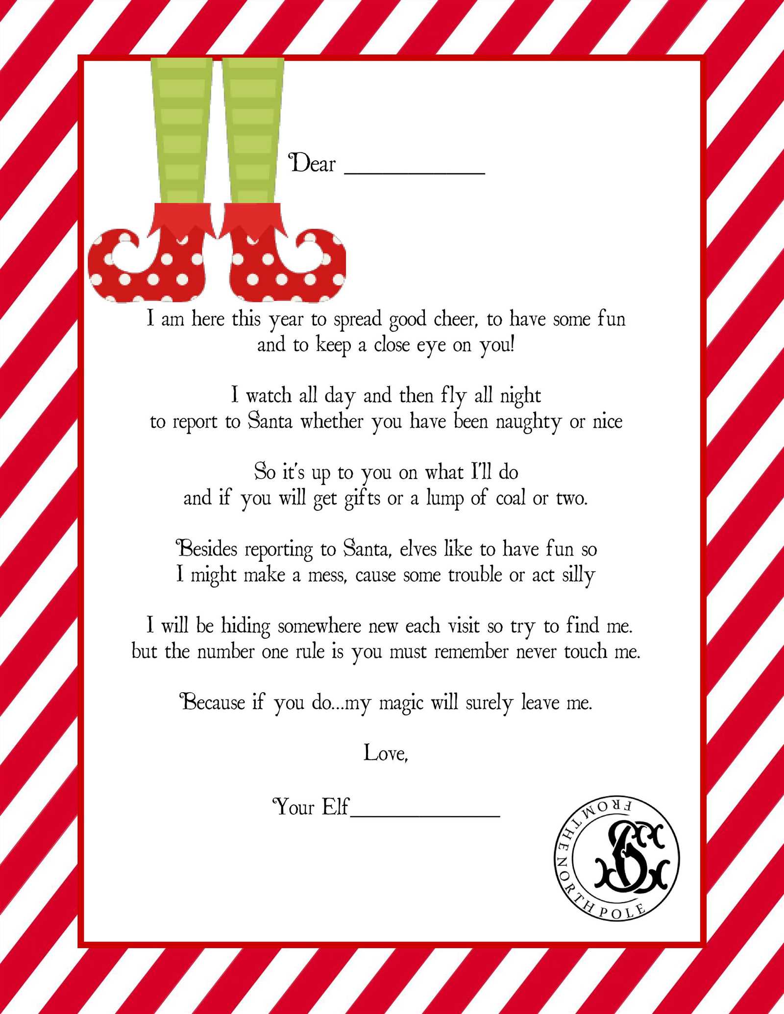 letter from santa about elf on a shelf template