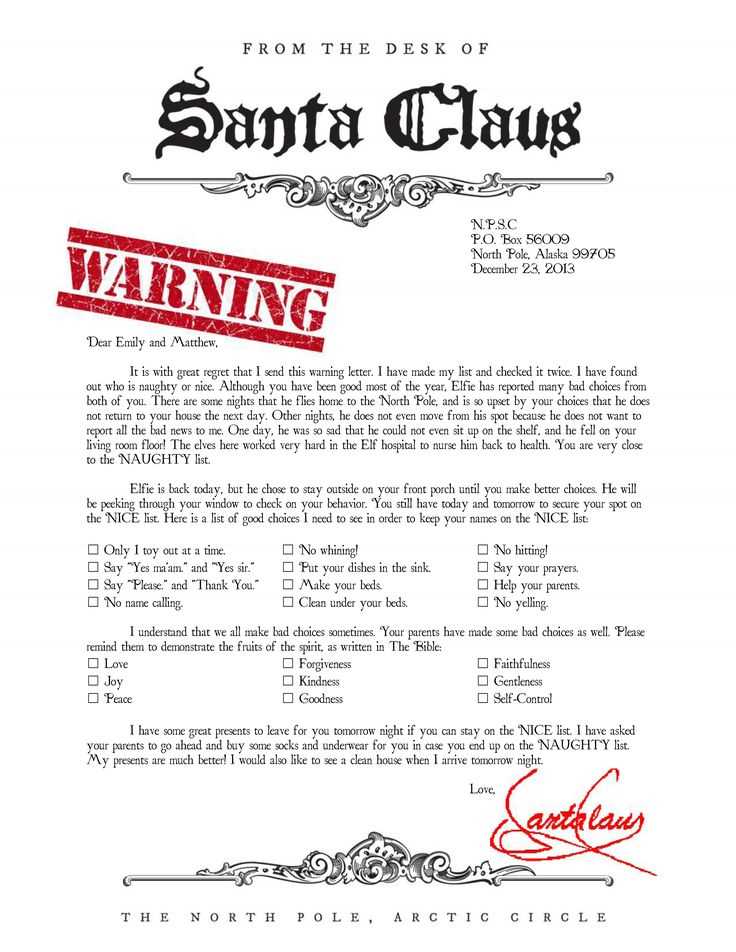 letter from santa naughty list template