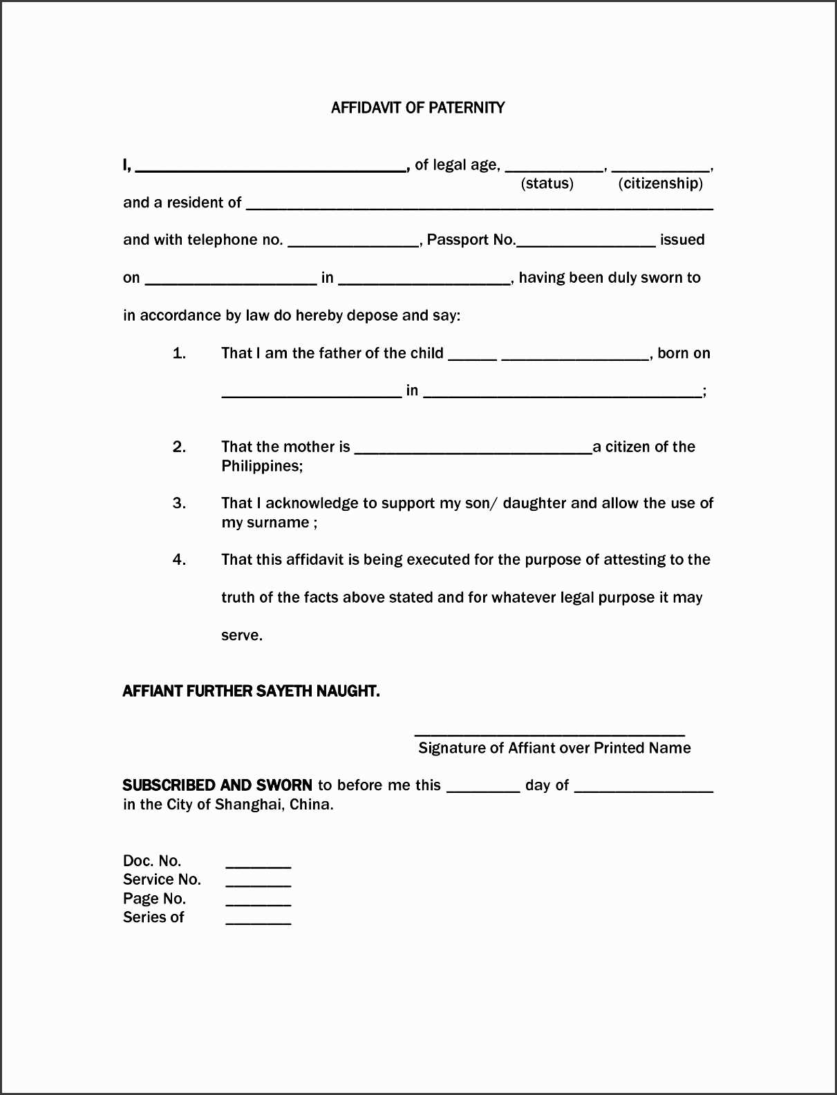 letter of affidavit template