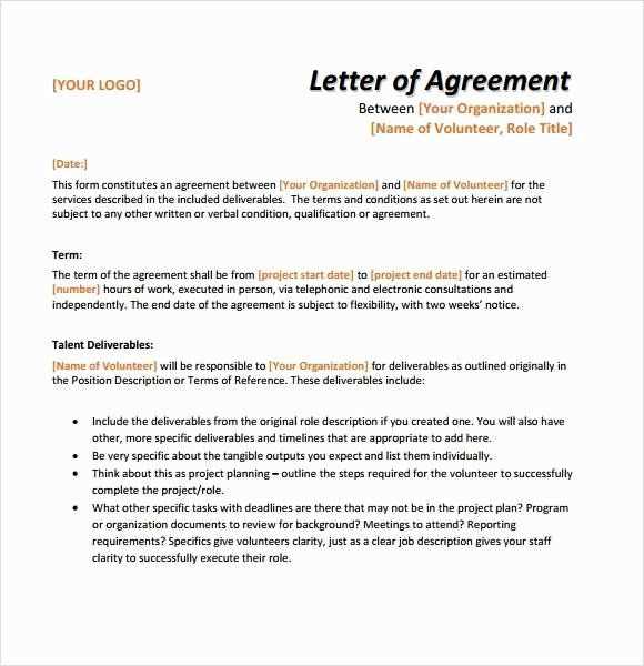 letter of agreement template free