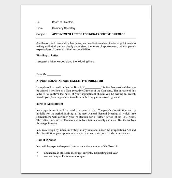 letter of appointment architect template