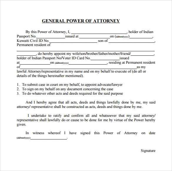 letter of attorney template