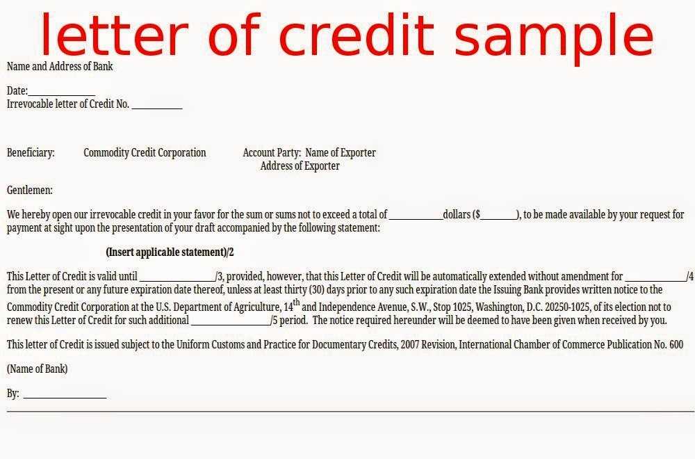 letter of credit template