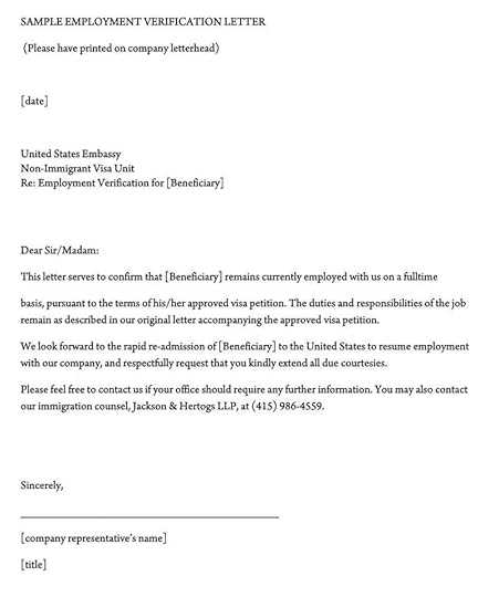 letter of employment template for immigration