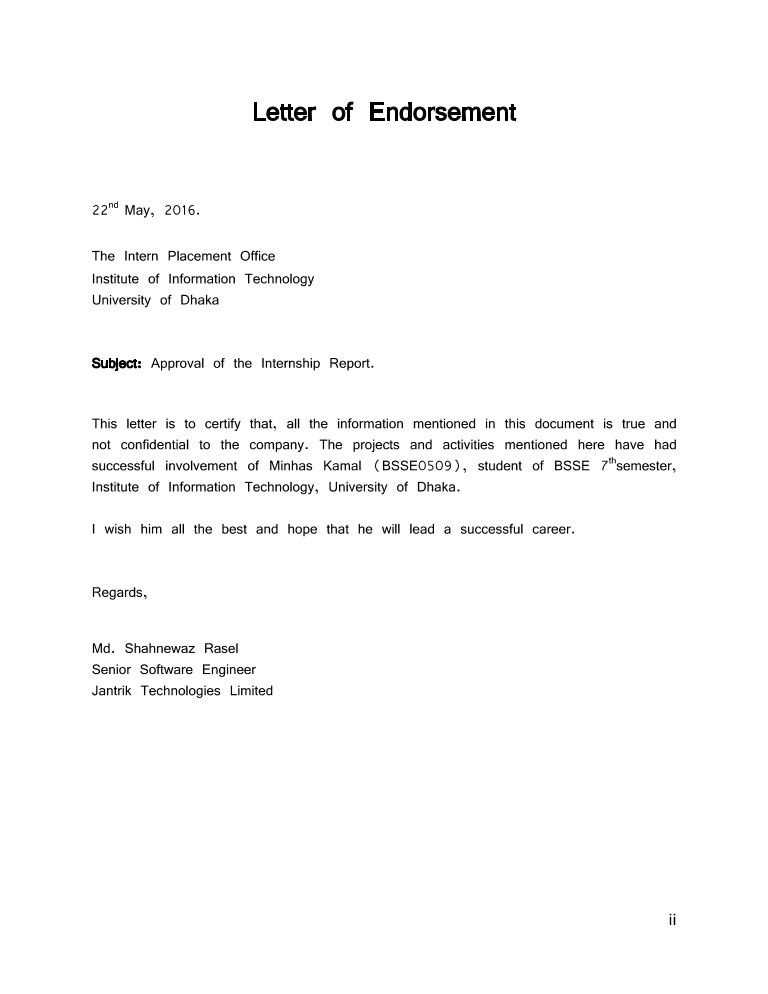 letter of endorsement template