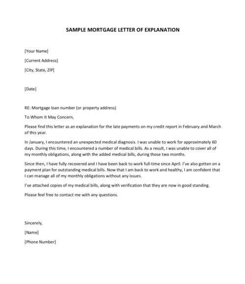 letter of explanation for mortgage lender template