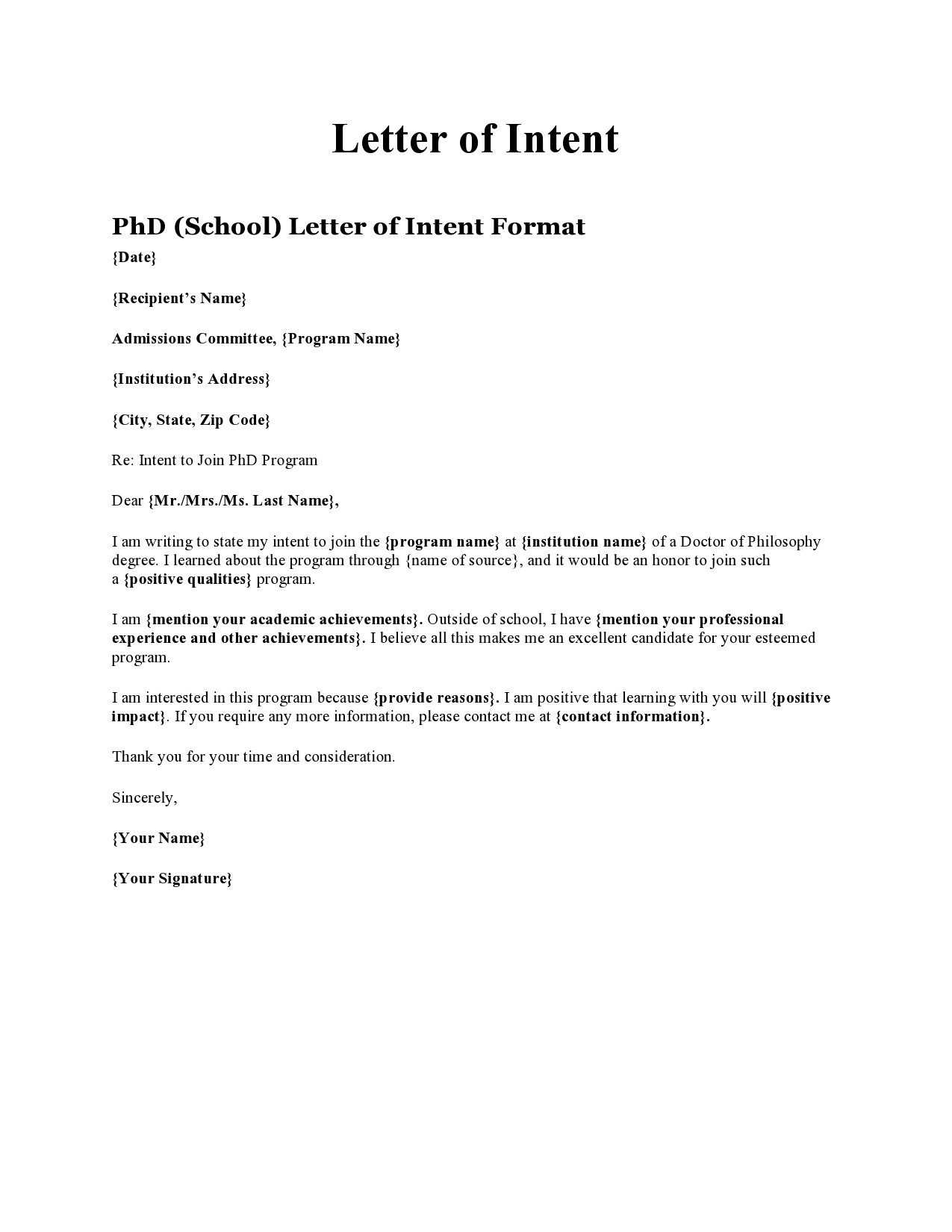 letter of intent for graduate school template