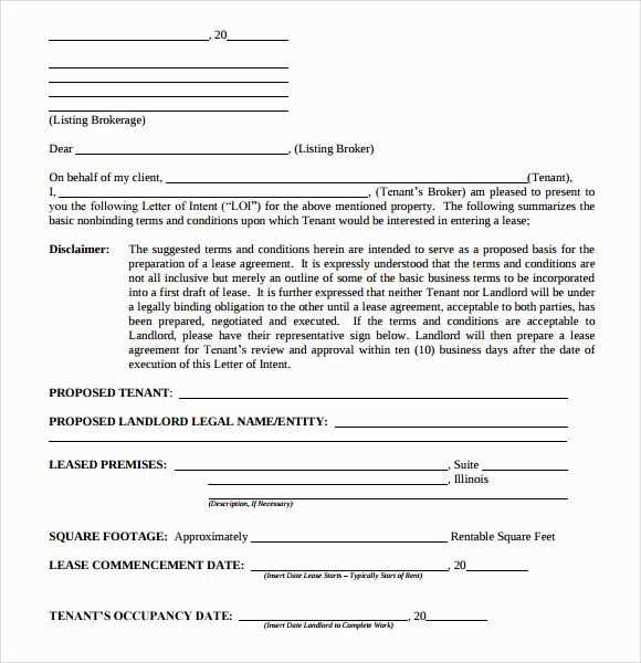 letter of intent format template