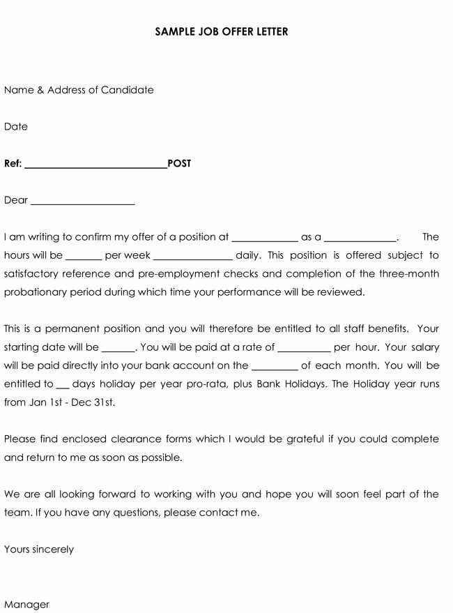 letter of intent job offer template