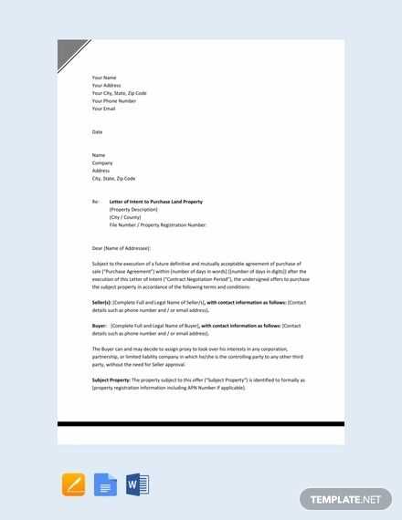 letter of intent to purchase land template