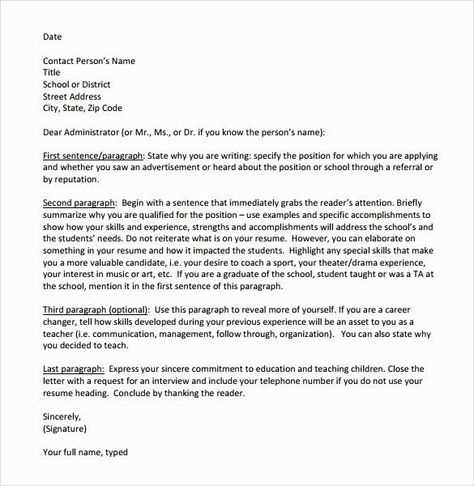 letter of interest template for teaching position