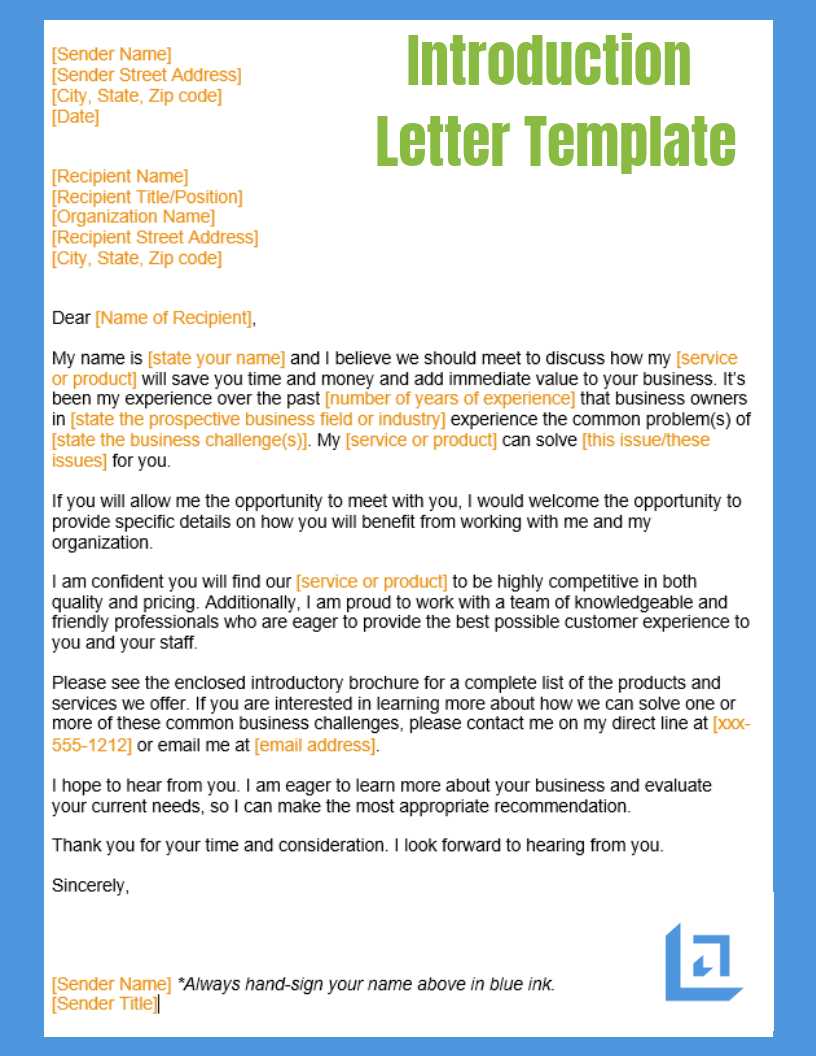 letter of introduction template for a job