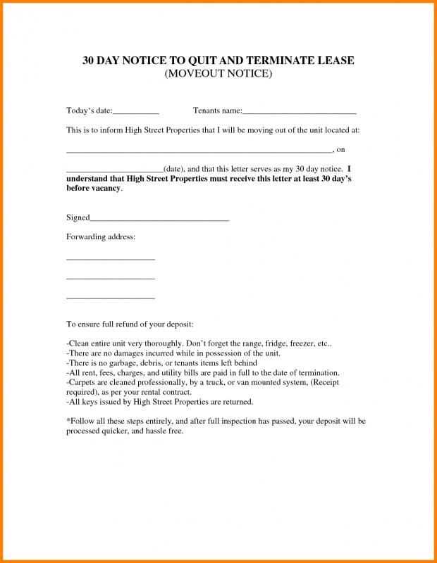 letter of moving out notice template