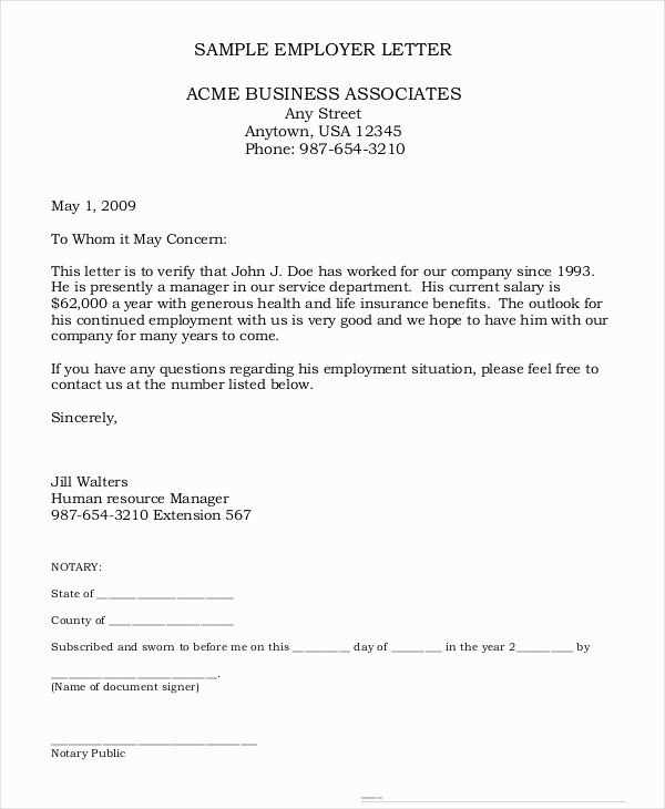 letter of notice to employer template