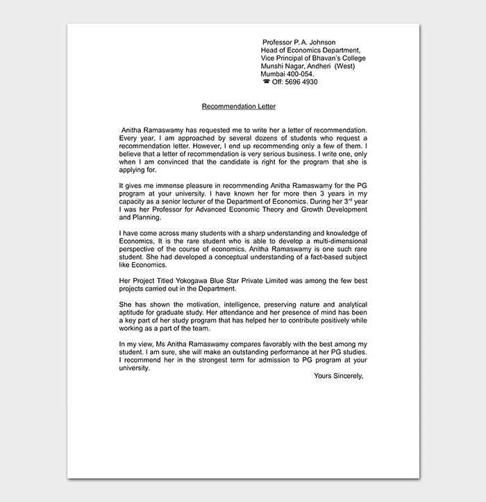 letter of recommendation for doctoral program template