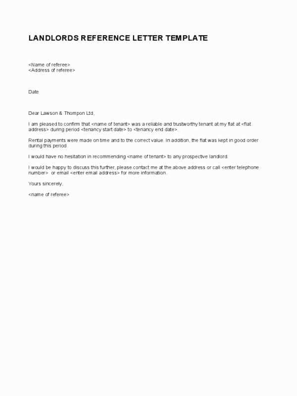 letter of recommendation from landlord template